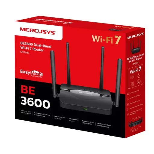 Mercusys MR25BE vezetéknélküli router Gigabit Ethernet Kétsávos (2,4 GHz / 5 GHz) Fekete