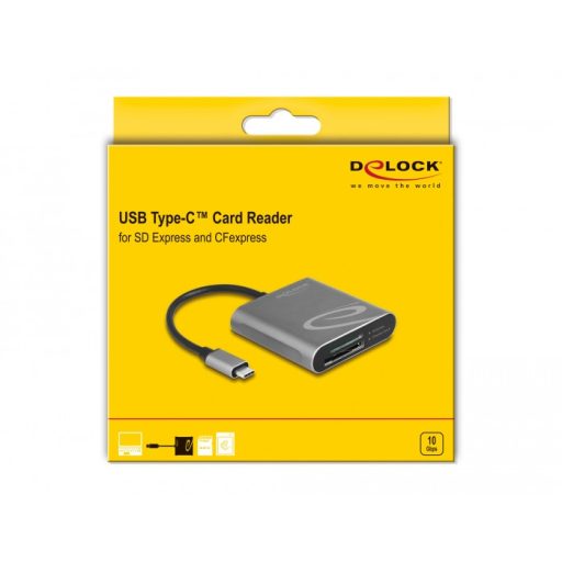 DeLOCK 91000 kártyaolvasó USB 3.2 Gen 2 (3.1 Gen 2) Type-C Szürke