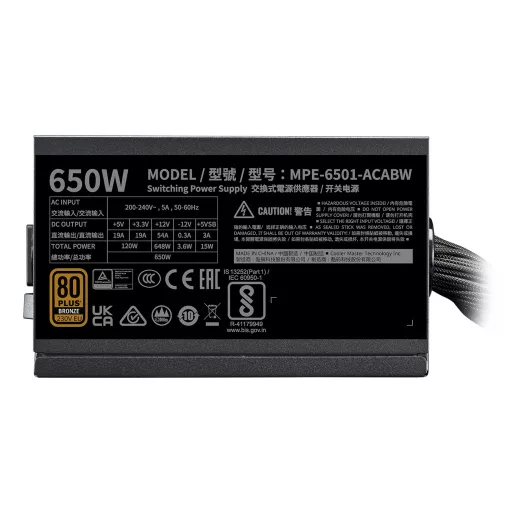 Cooler Master MWE Bronze 650 V3 230V 650 W 24-pin ATX ATX Fekete