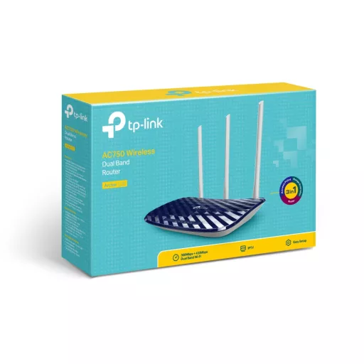 TP-Link AC750 vezetéknélküli router Fast Ethernet Kétsávos (2,4 GHz / 5 GHz) Fekete, Fehér